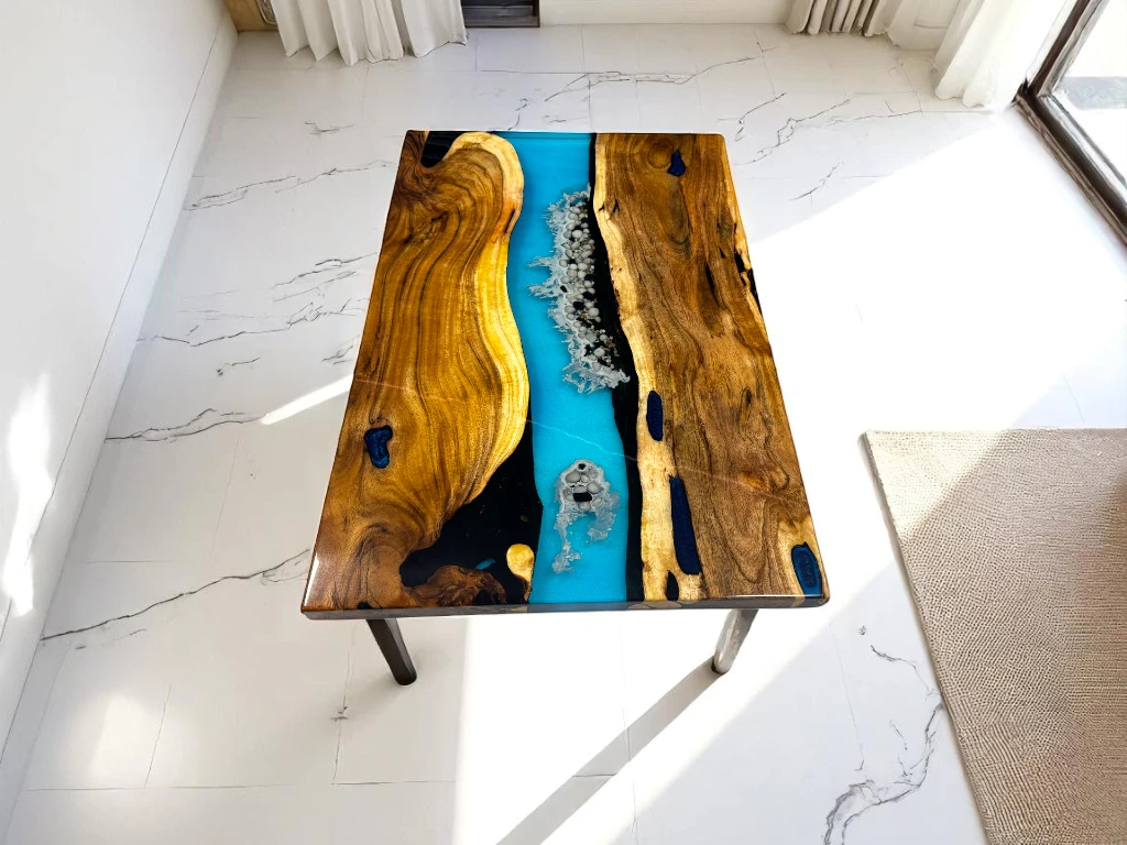 Handcrafted Blue Epoxy Resin Dining Table Masterpieces